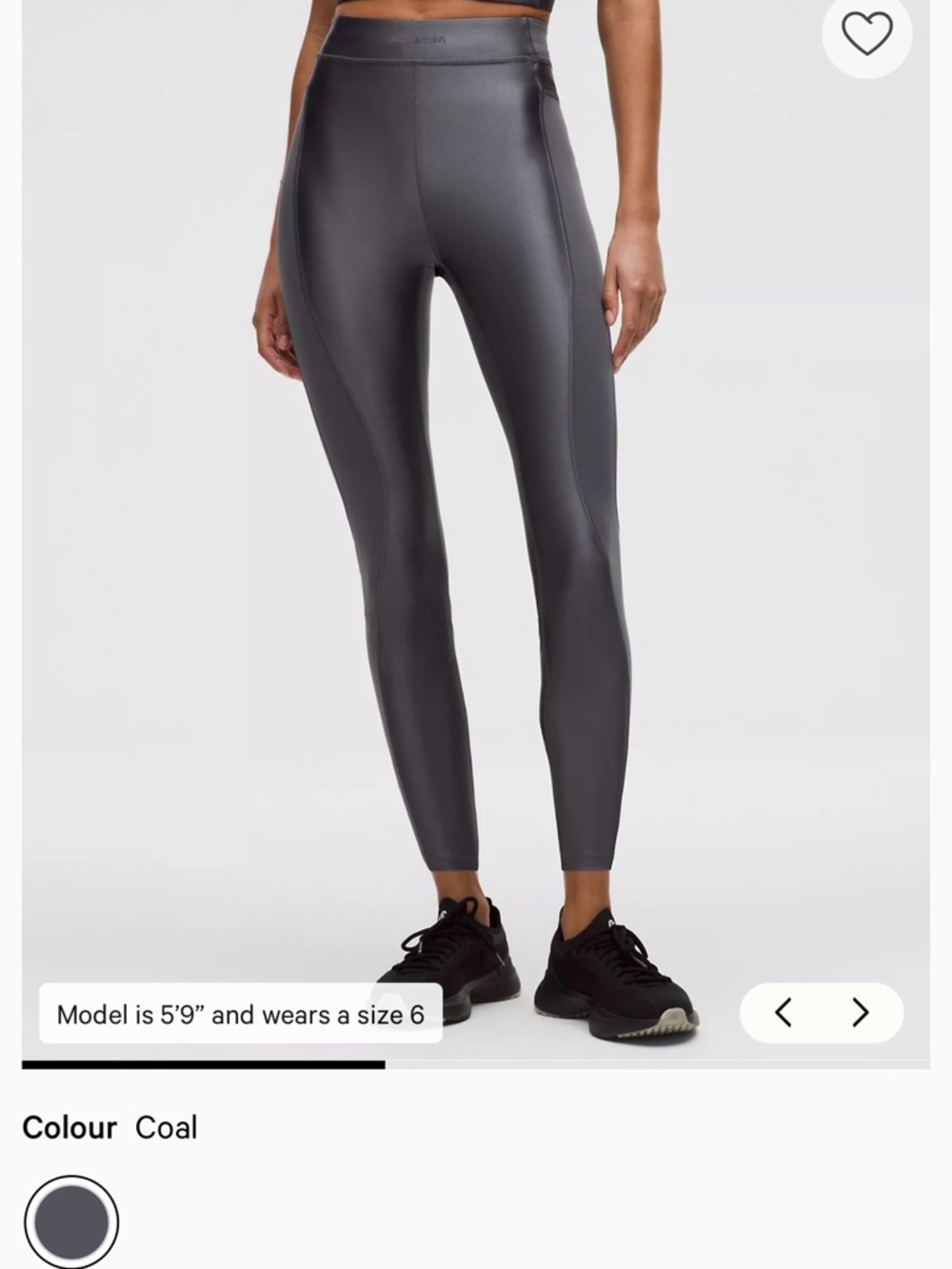 Lululemon Satin Shine Panelled High-Waist Tight 25” Coal Grey - Size 8 NWT